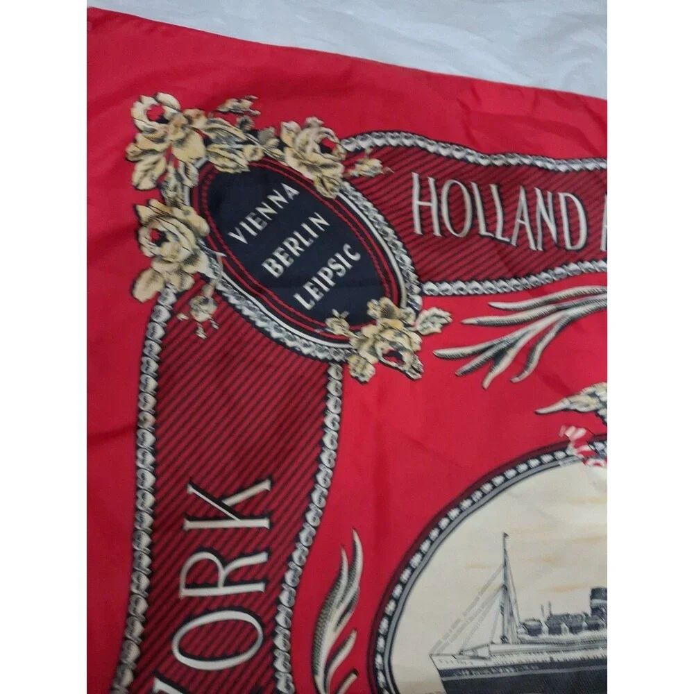 Vintage Holland America Line Scarf - S.S. Nieuw Amsterdam - 34” x 34” New York